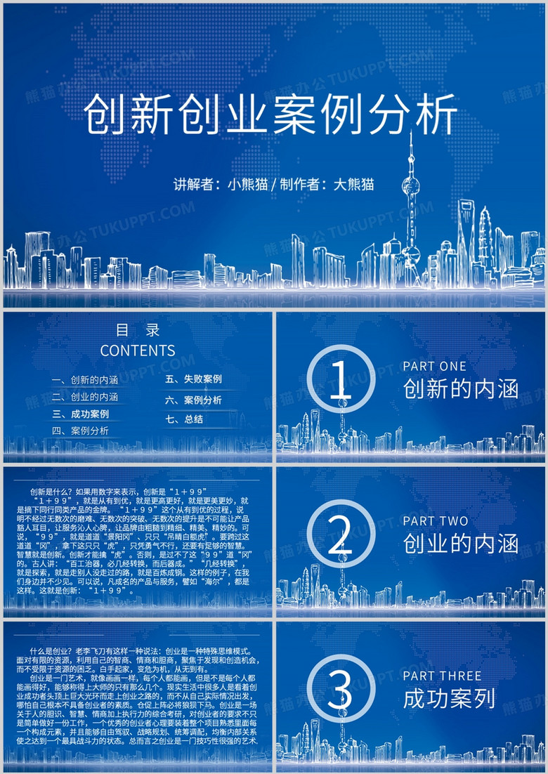 创新创业案例分析培训PPT模板