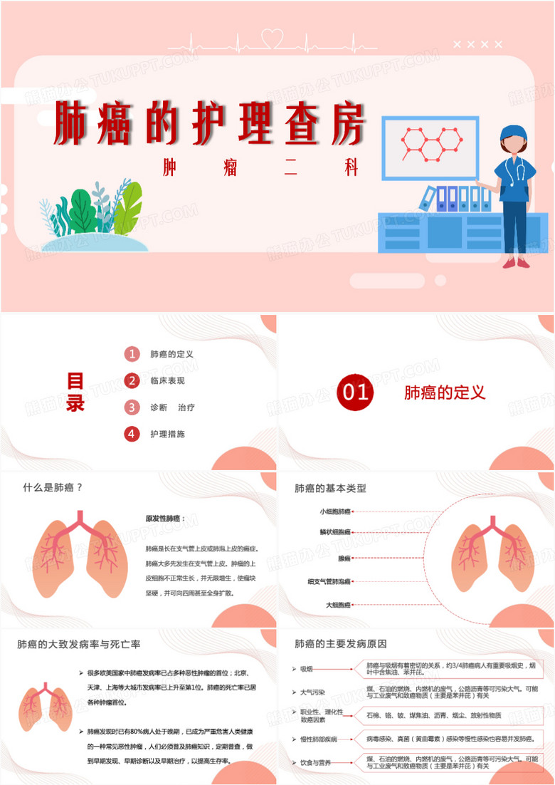 肺癌护理肺癌的护理查房PPT模板