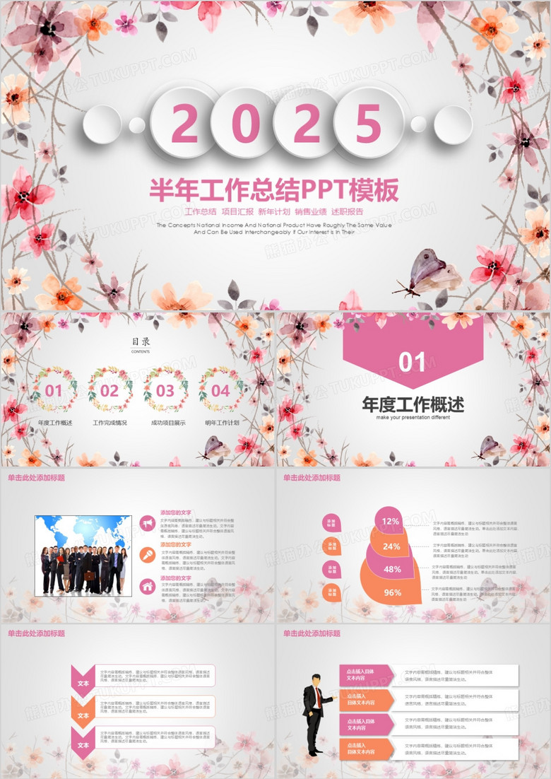 2025年半年年终工作总结ppt模板
