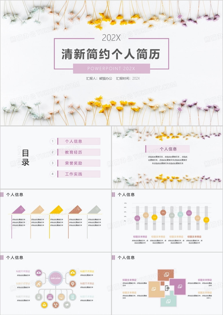 清新简约个人简历PPT模板