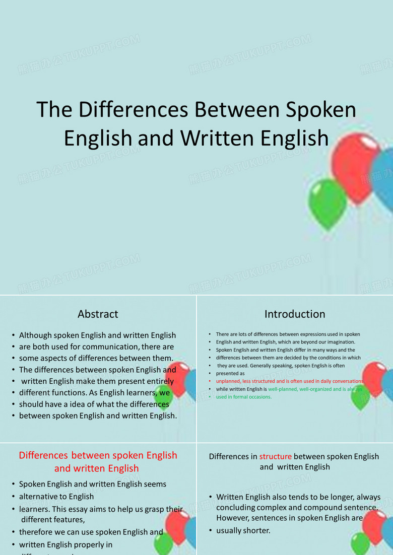The Differences Between Spoken English and Written English