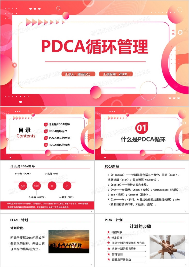 pdca循环管理介绍方案PPT模板