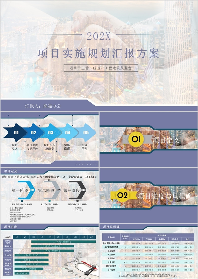 项目实施规划汇报方案PPT模板