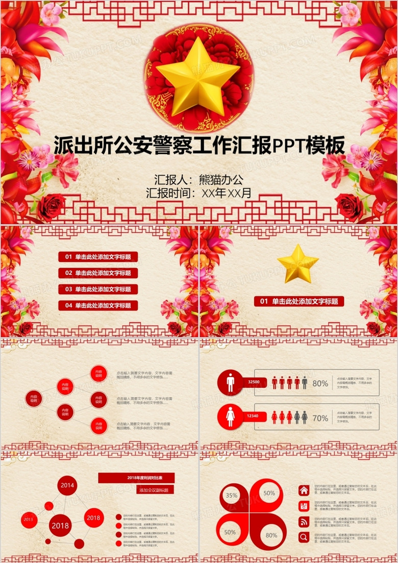 派出所公安警察工作汇报PPT模板
