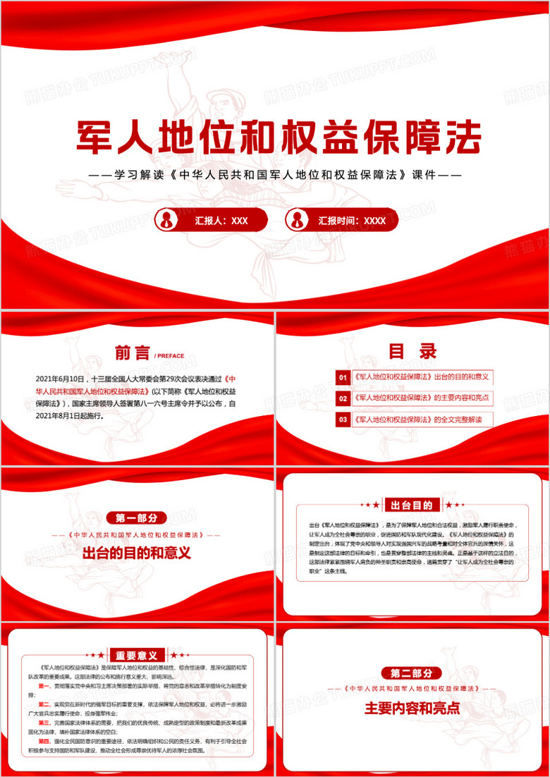 保障军人地位和权益的法律PPT授模板