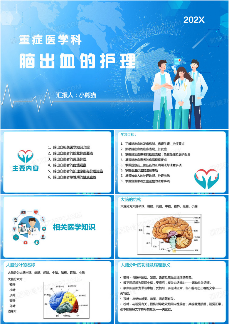 重症医学科脑出血的护理PPT模板