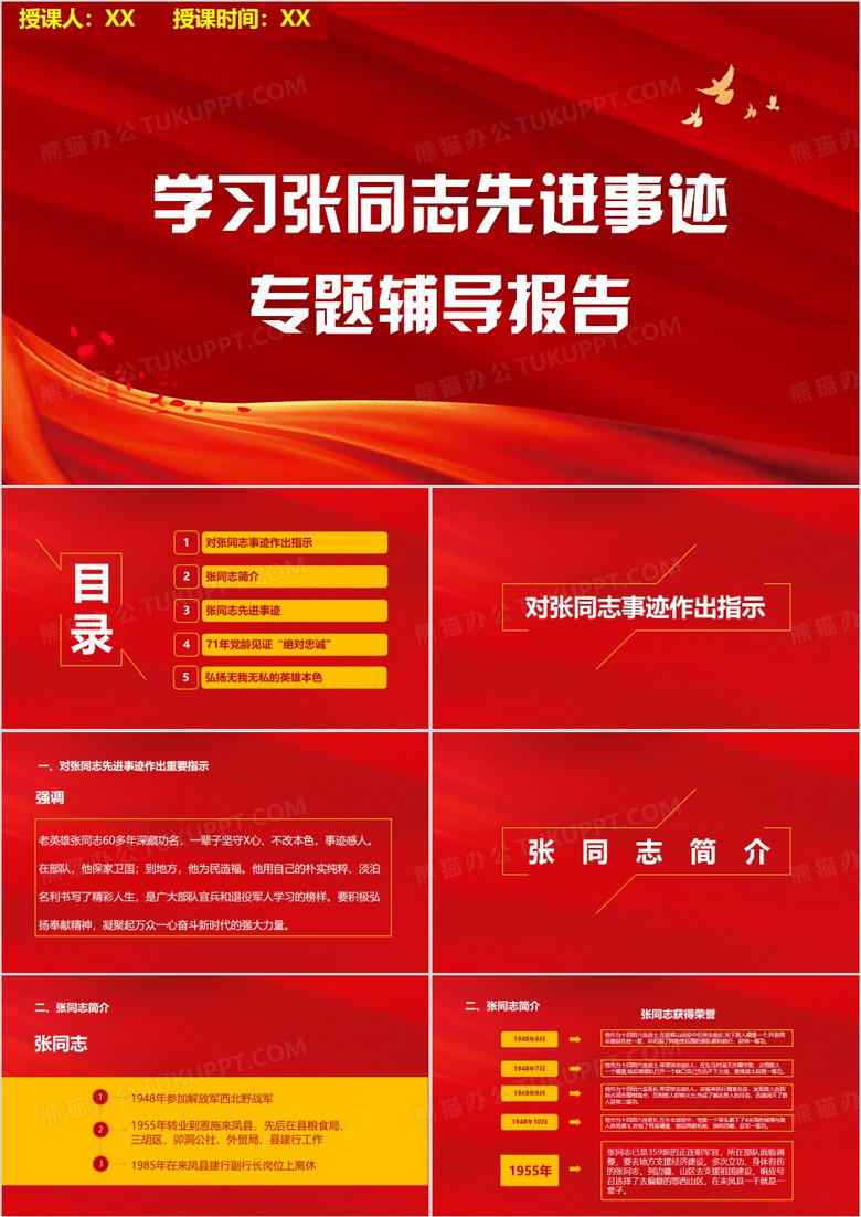 学习张同志先进事迹专题辅导PPT模板