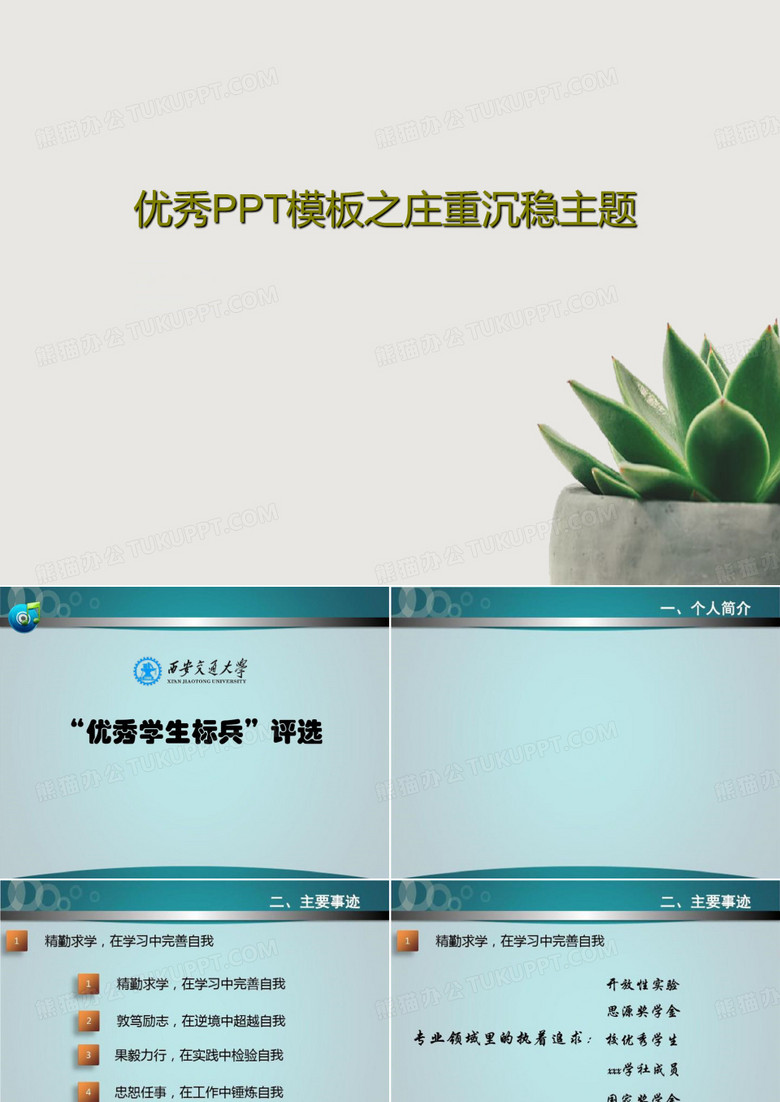 优秀PPT模板之庄重沉稳主题共18页文档