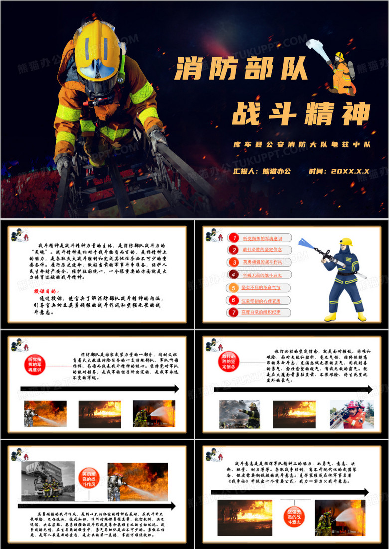 消防部队战斗精神教育课件PPT模板