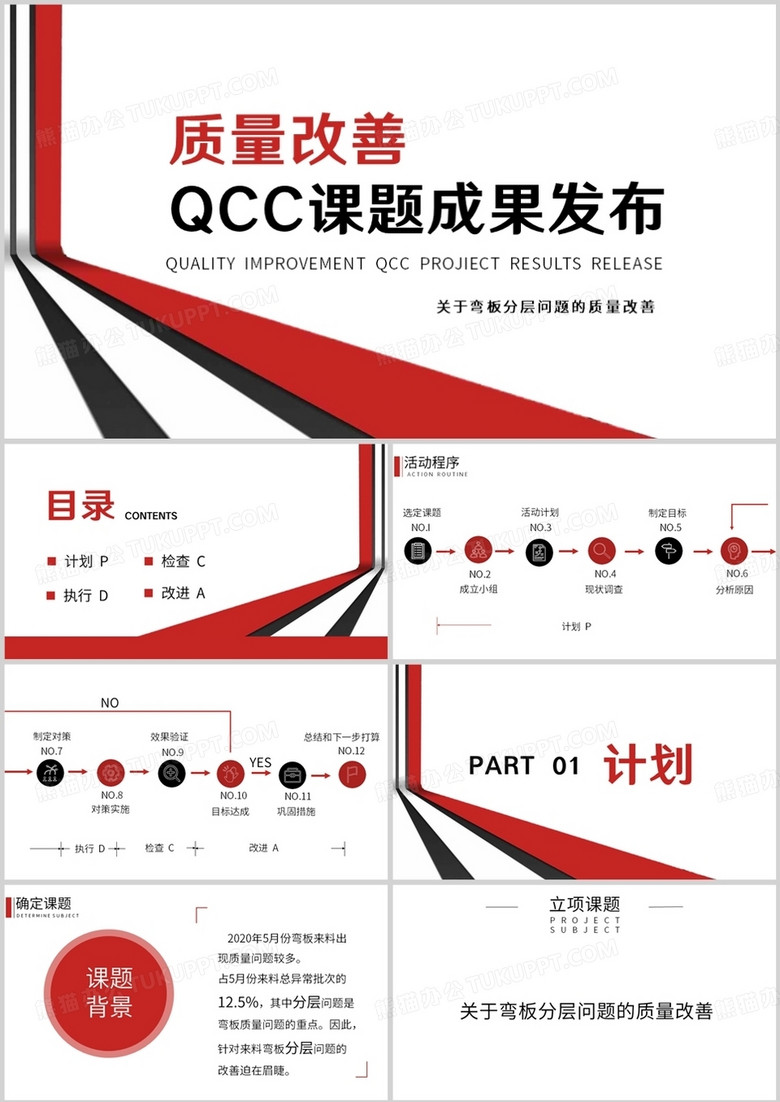 质量改善qcc课题成果发布主题PPT模板