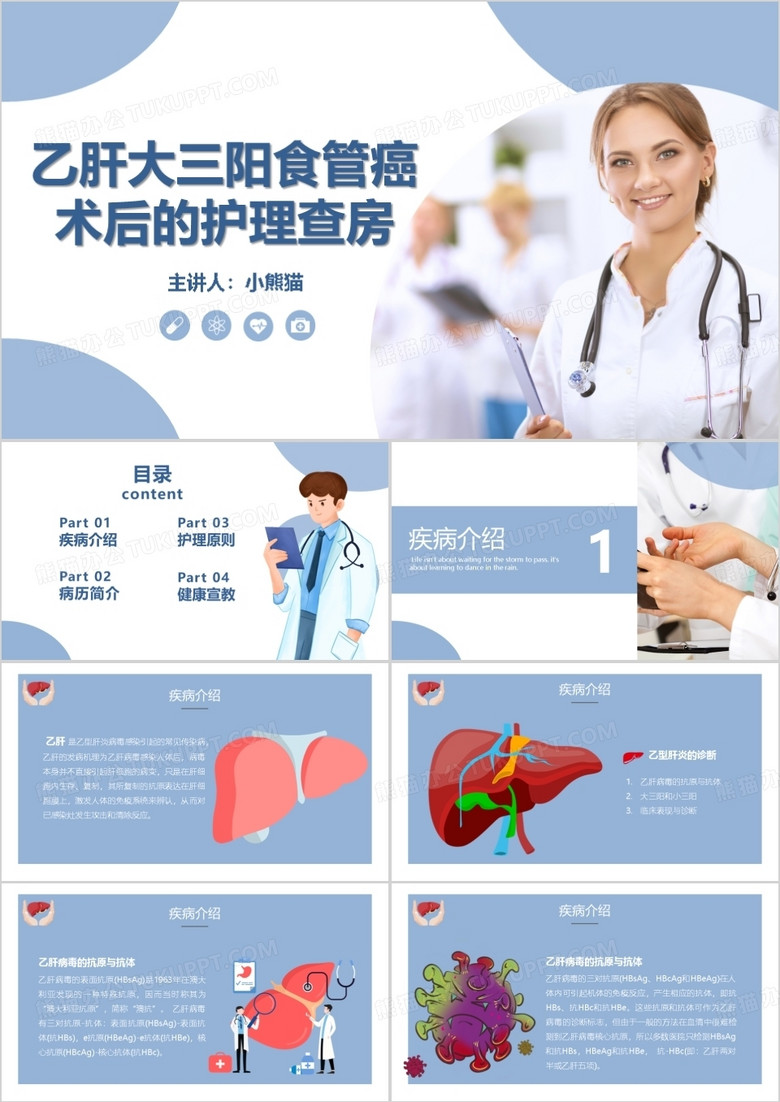 乙肝大三阳食管癌术后的护理查房PPT模板