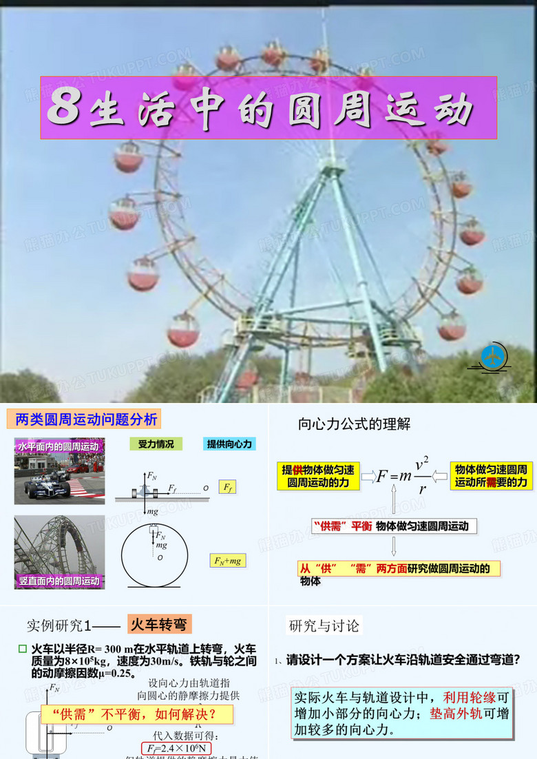 2017-2018学年高一物理人教版必修二同步课件：5.7 生活中的圆周运动2 