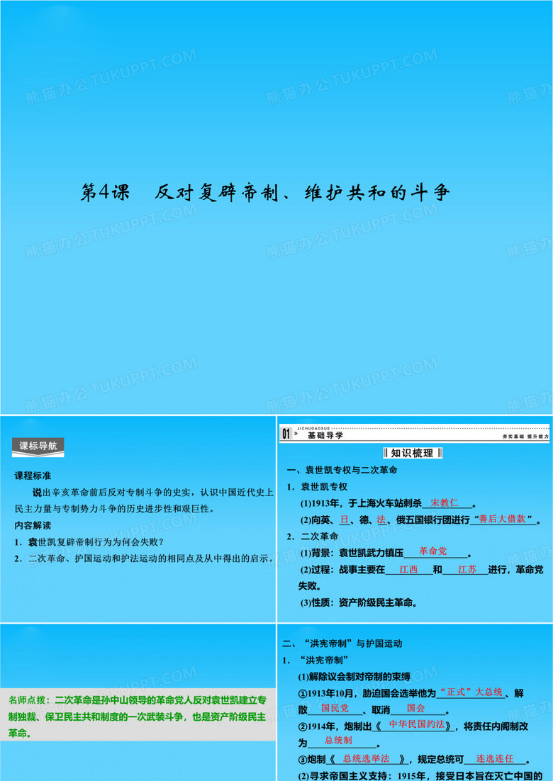 (人教新课标)选修二 2013高二历史课件 第六单元 第4课《反对复辟帝制、维护共和的斗争》