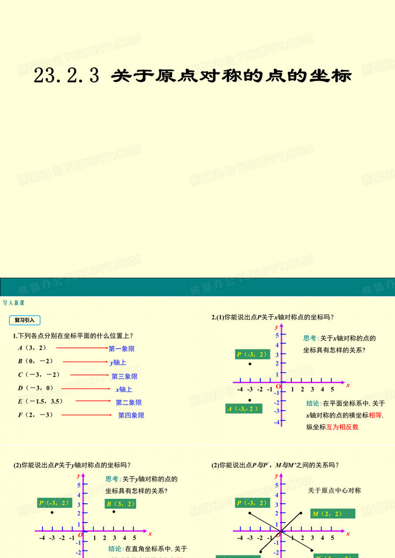 人教版数学九年级上册23.2.3关于原点对称的点的坐标课件[1]