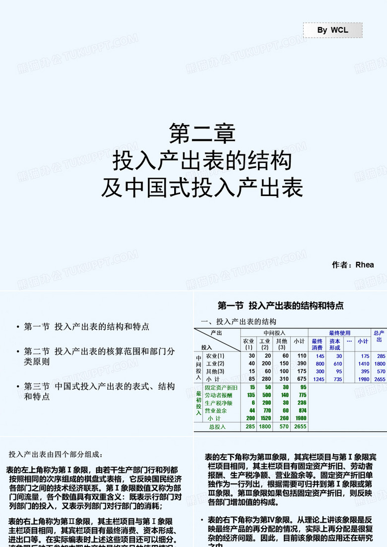 投入产出表的结构及中国投入产出表