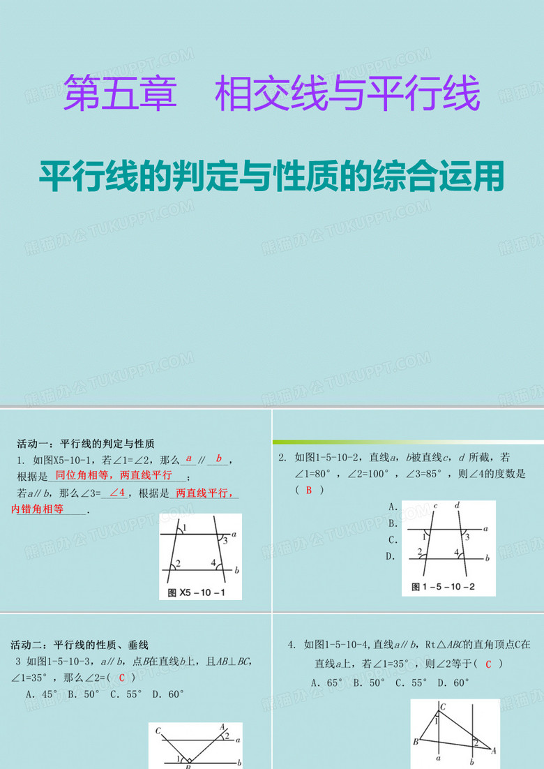 人教版七年级下册数学：5.2.1 平行线(定义、平行公理及推论)(共17张PPT)