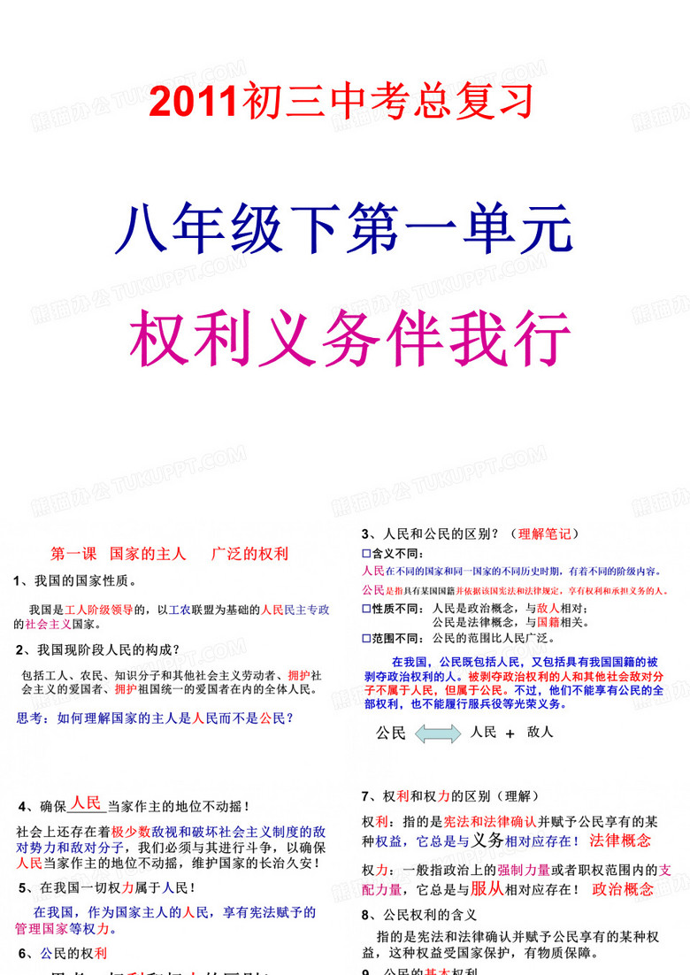 八年级下册第一单元权利义务伴我行