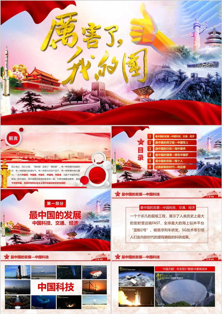 厉害了我的国观后感PPT模板