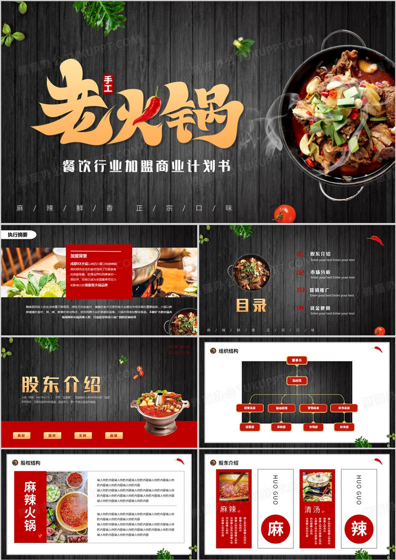 火锅餐饮行业加盟商业计划书PPT模板