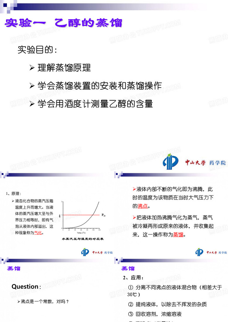 基础有机化学实验：实验一 乙醇的蒸馏