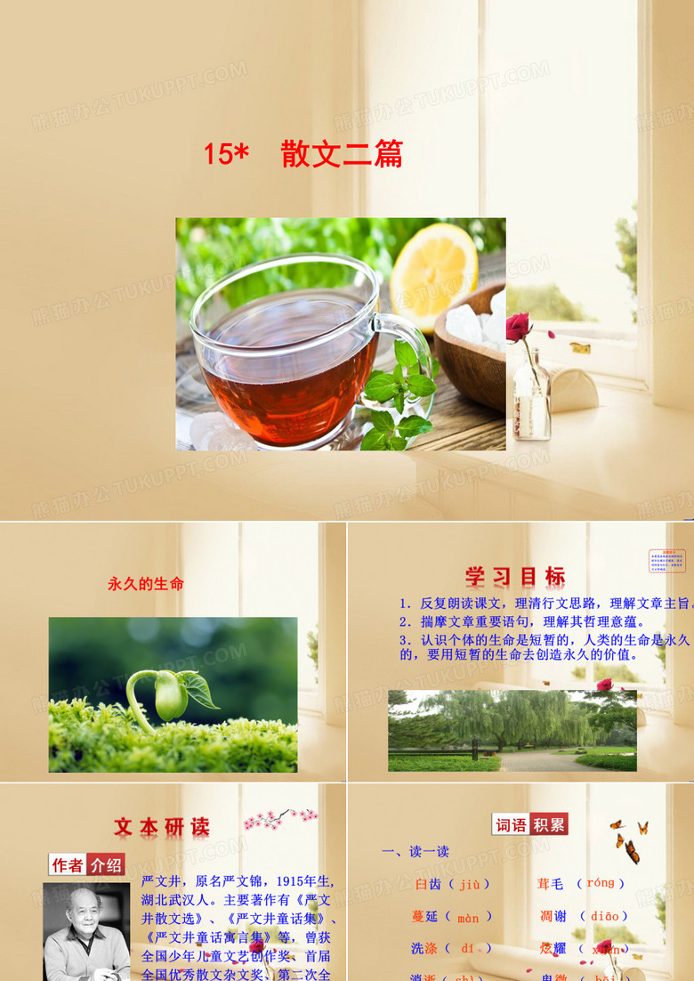 人教版(部编版2017)第四单元15课八年级散文二篇《永久的生命》《我为什么而活着》教学课件 (共31张PPT)
