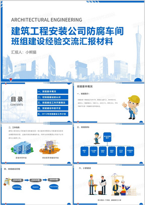 建筑工程安装公司防腐车间班组建设经验交流汇报材料PPT模板