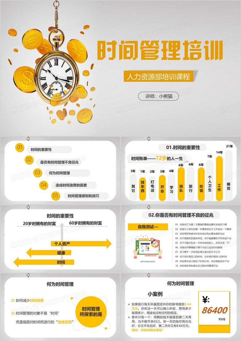 人力资源部时间管理培训PPT模板