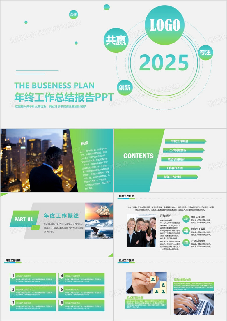 2025年终总结汇报PPT模板