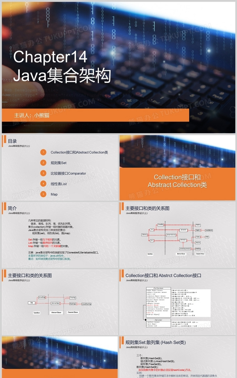 橙色商务java教学课件PPT模板