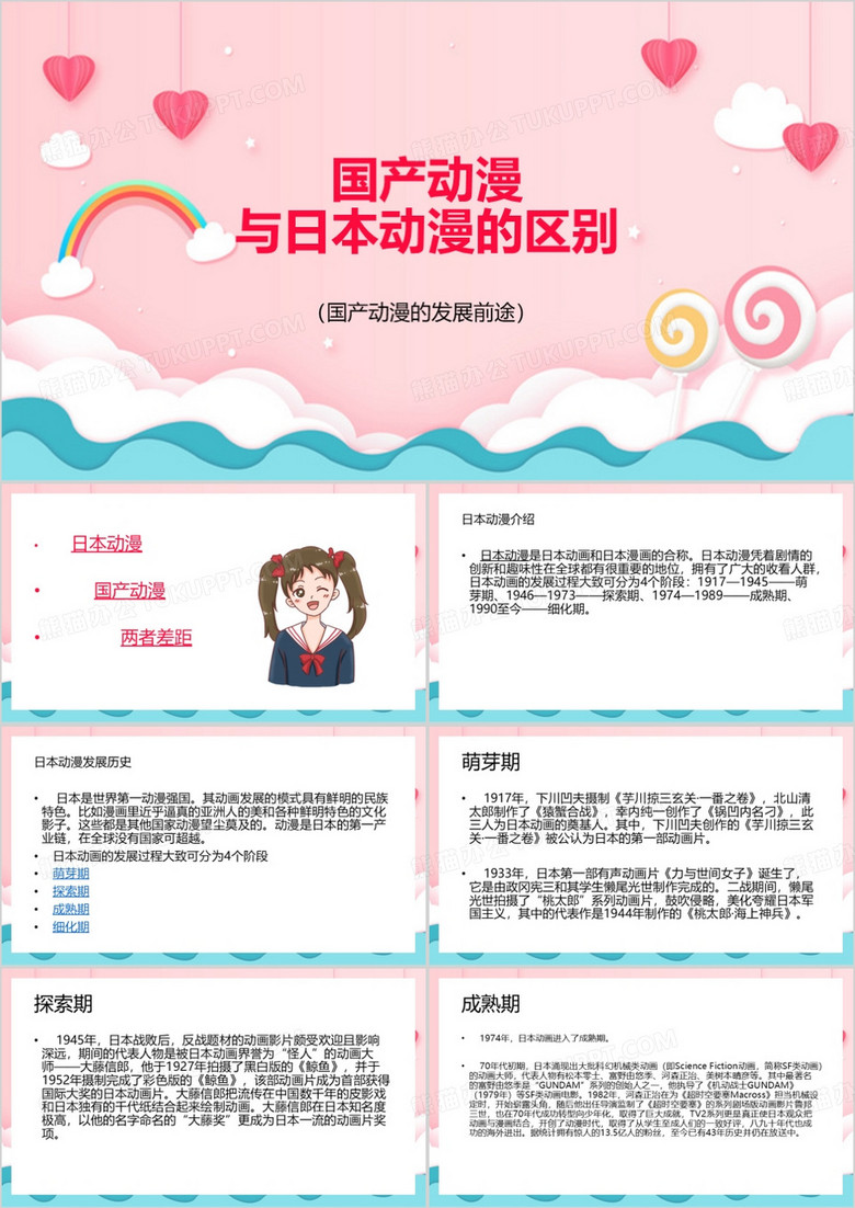 国产动漫与日本动漫的区别PPT模板
