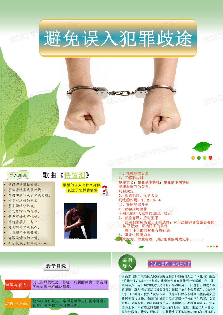 《职业道德与法律》第十课-避免误入犯罪歧途