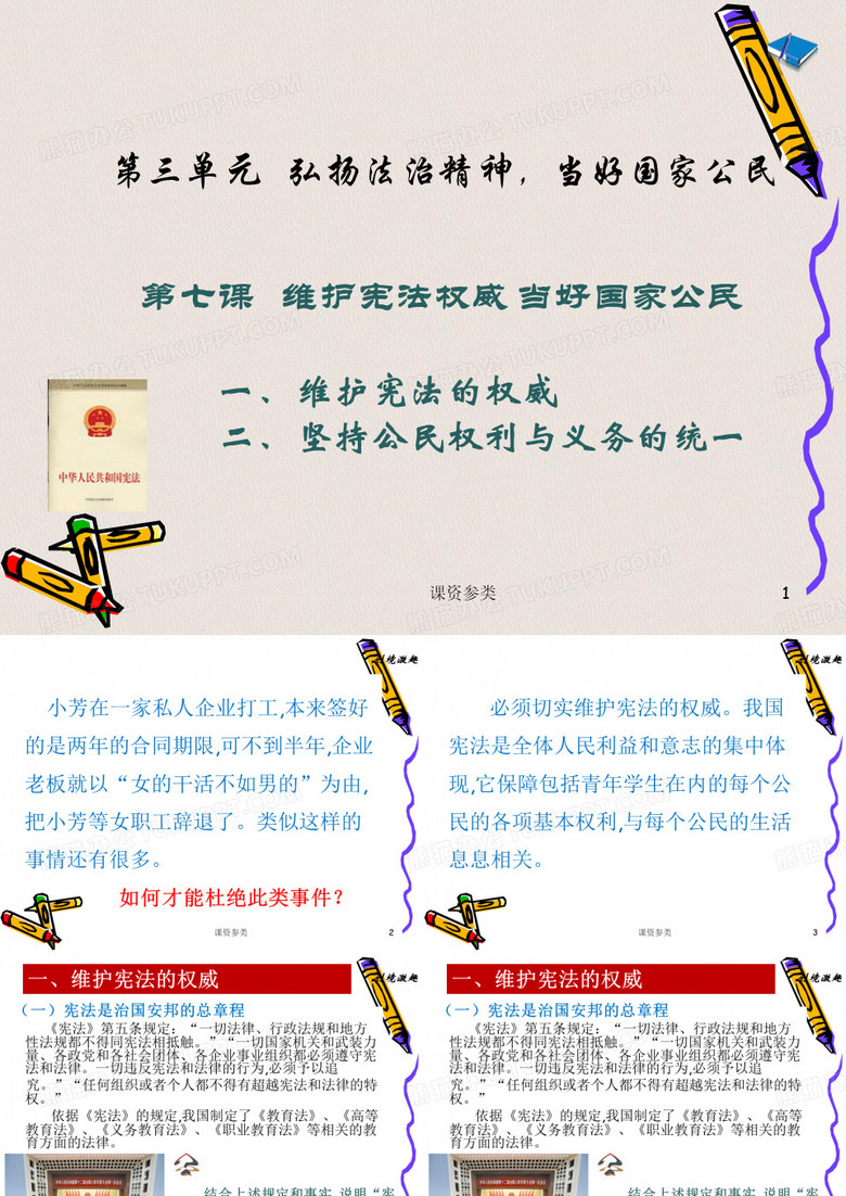 职业道德与法律(修订版)第七课_维护宪法权威_当好国家公民[课堂课资]