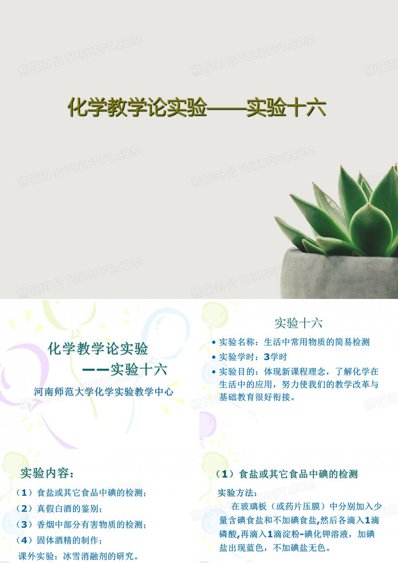 化学教学论实验——实验十六19页PPT