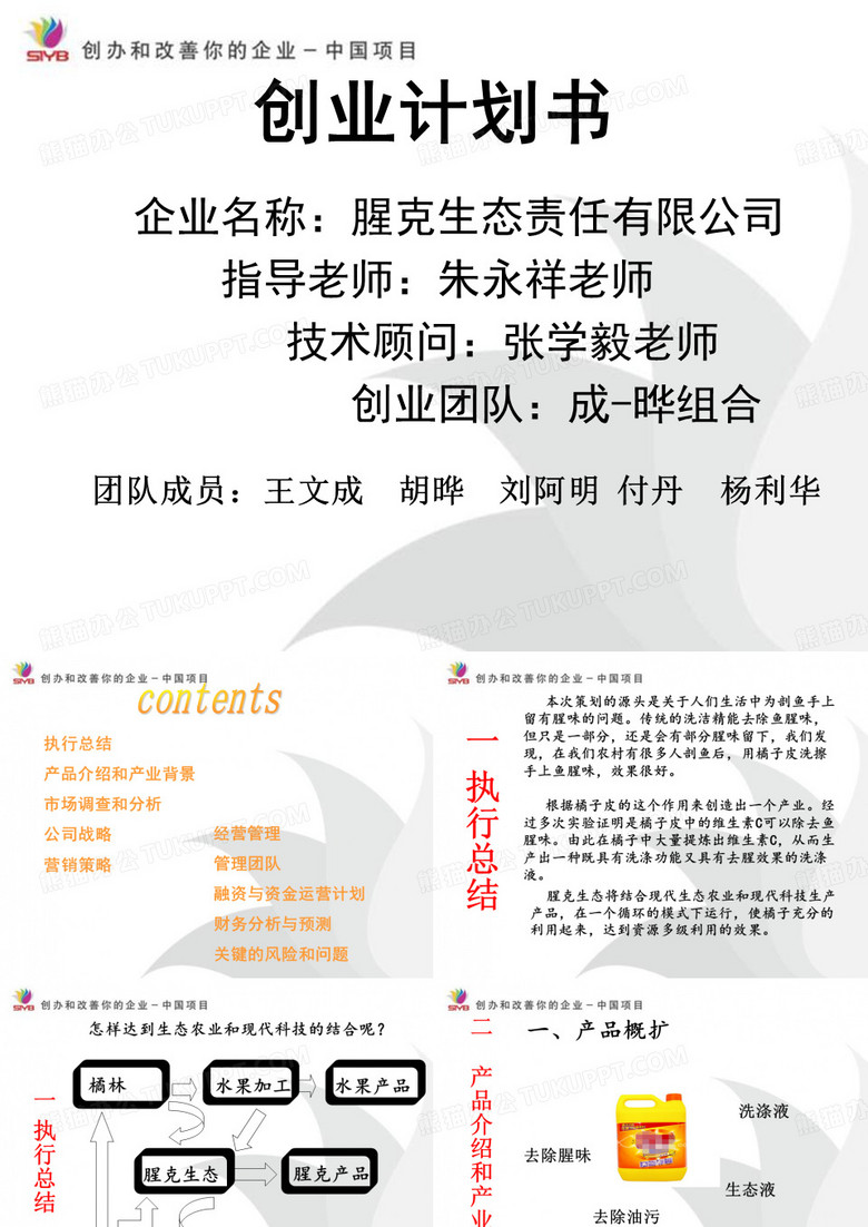 创业计划演示文稿(挑战杯)