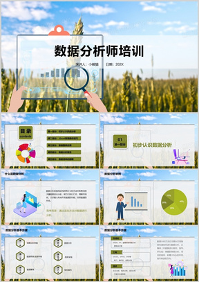 科技数据风数据分析师培训PPT模板下载_熊猫办公