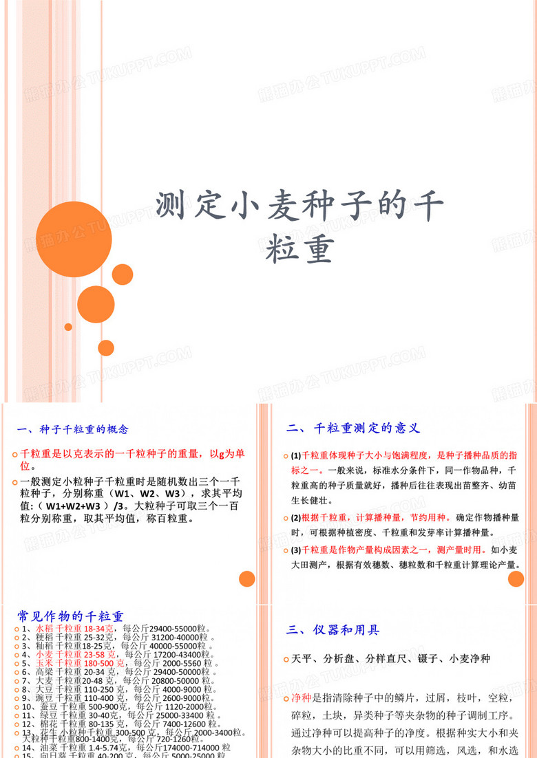 测定小麦种子的千粒重