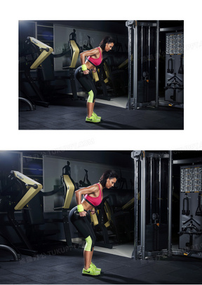 屈膝弯腰姿势健身美女摄影高清图片