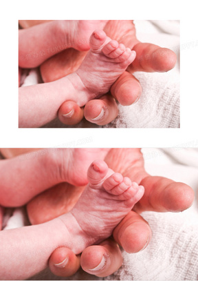 掌心中新生儿小脚丫特写摄影图片