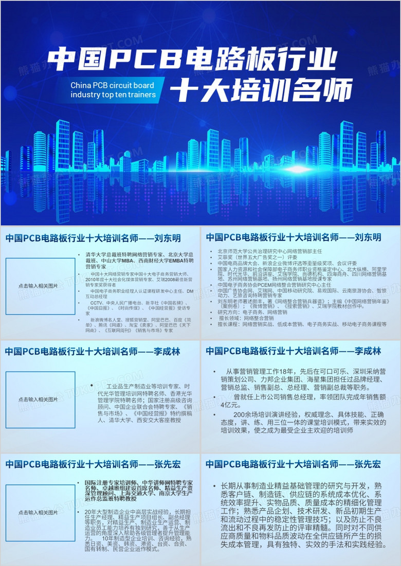 中国PCB电路板行业十大培训名师PPT模板