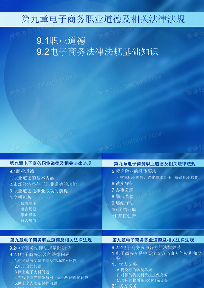 第九章  电子商务职业道德及相关法律法规