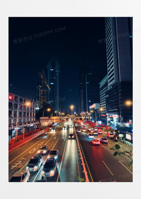 车来车往的大城市夜景摄影高清图片