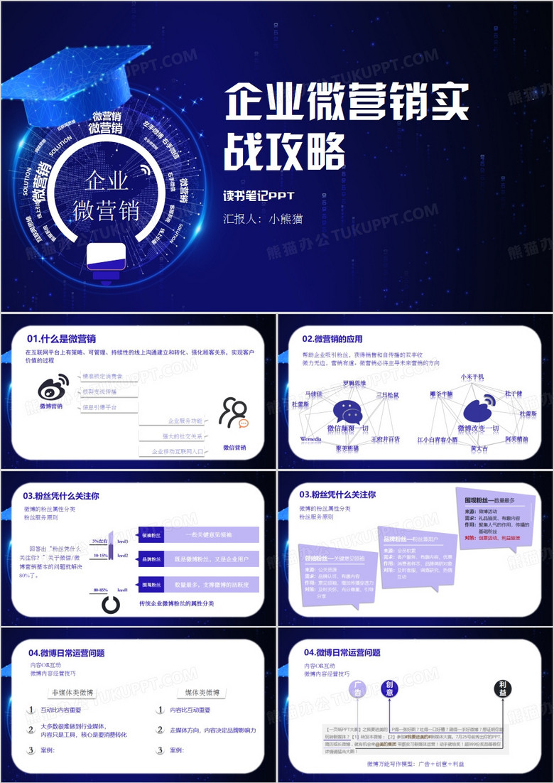 科技风企业微信营销实战攻略PPT模板