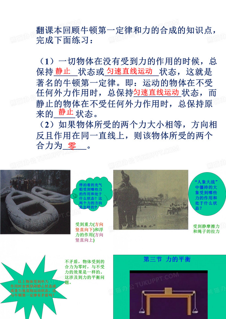 新课标 沪科版初中物理八年级第六章第三节 力的平衡-课件精品教育文档