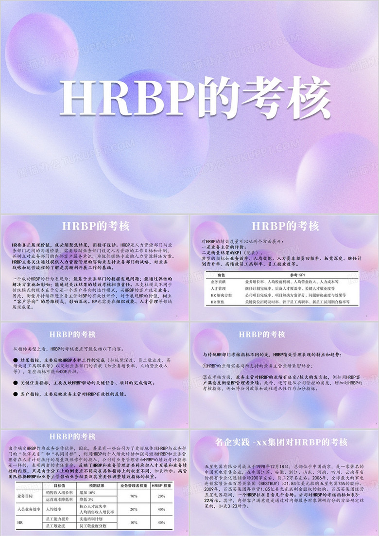 紫色简约HRBP的考核PPT模板