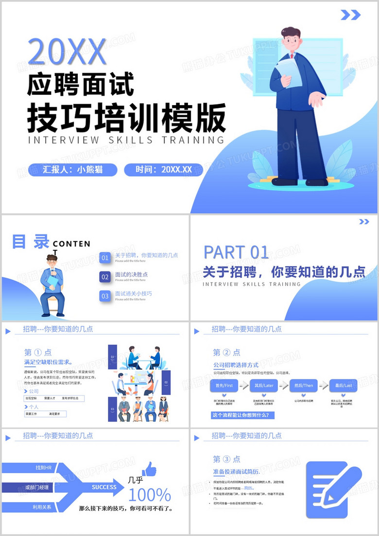 员工应聘面试技巧培训课件PPT模板