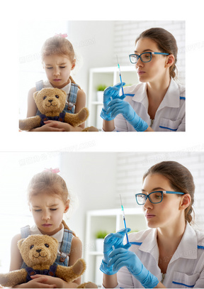 惧怕打针的小女孩人物摄影高清图片