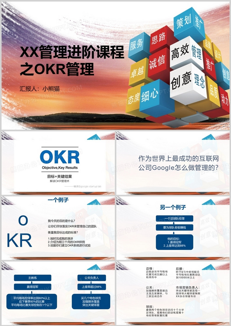 蓝色管理进阶课程之okr管理PPT模板
