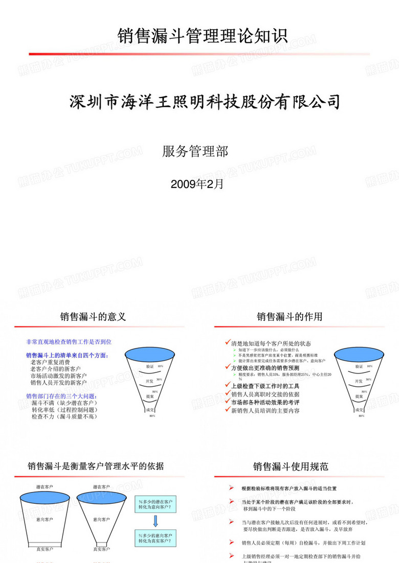 深圳市海洋王照明科技股份有限公司销售漏斗管理理论知识-优选PPT