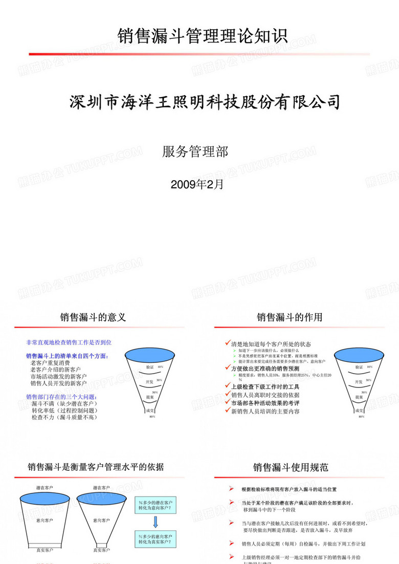 深圳市海洋王照明科技股份有限公司销售漏斗管理理论知识-优选PPT