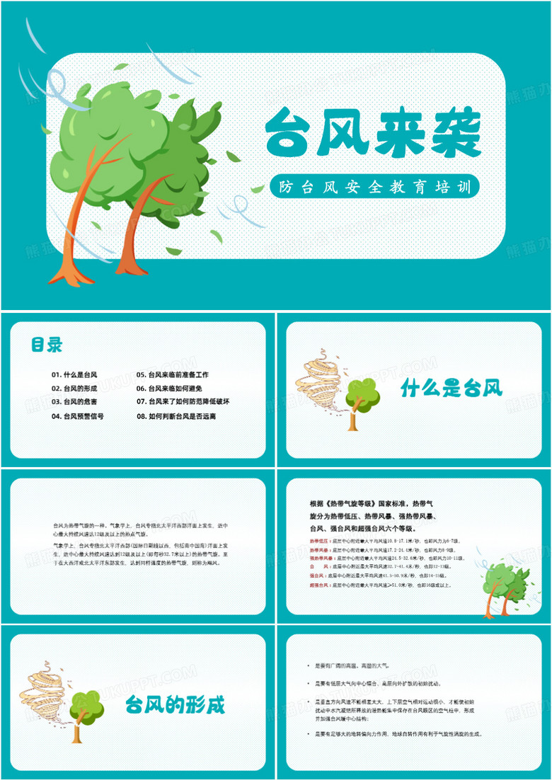 防台风安全教育培训安全知识PPT模板